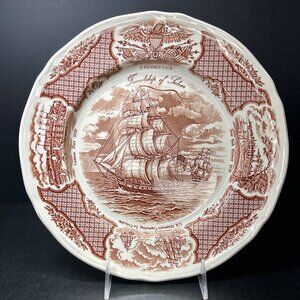 Fair Winds The Friendship Of Salem Dinner Plate Brown 10.25'' Sailboat Patten